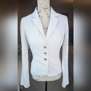 ARMANI EXCHANGE Vintage Y2K White Cotton Denim Blazer with Silver Buttons S/M